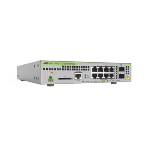 Switch PoE+ Administrable CentreCOM GS970M, Capa 3 de 8 Puertos 10/100/1000 Mbps + 2 SFP Gigabit, 124 W