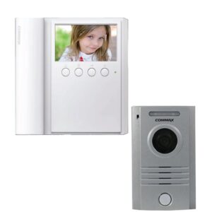 COMMAX CMV43APACK - Paquete de Videoportero que incluye frente de calle modelo DRC40K para exteriores con luz LED y monitor CMV43A con pantalla de 4.3 pulgadas con auricular/ No requiere configuración / Función Apertura de puerta