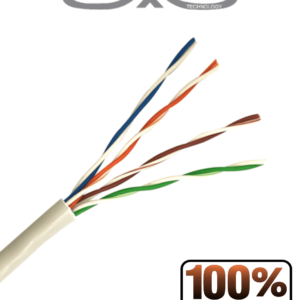 SAXXON OUTP5ECOP100BC - Bobina de Cable UTP Cat5e 100% Cobre/ 100 Metros/ Color Blanco/ Uso Interior/ 4 Pares/ Soporta Pruebas de Rendimiento/ Ideal para Cableado de Redes y Video/