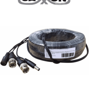 SAXXON WB0130C- Cable de 30 Metros Armado para Video y Energia/ Para Camaras Hasta 8 Megapixeles/ con Conectores BNC y de Energía/ Uso Interior/ Cable de Video 100% Cobre/ 12W/ Soporta: AHD/CVI/TVI/CVBS/