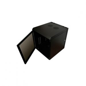 Cableado Estructurado Gabinete de pared 9UR Negro Abatible Equipado con ventilador y luz LACES LA230GP9E