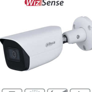 DAHUA IPC-HFW3241E-SA - Camara IP Bullet con Inteligencia Artificial/ 2 Megapixeles/ Lente de 2.8mm/ 106 Grados de Apertura/ Microfono Integrado/ Wizsense/ WDR de 120 dB/ IR de 50 Mts/ SMD Plus/ IP67/ Ranura para MicroSD/ Protección Perimetral/