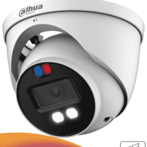DAHUA HAC-ME1809H-A-PV - Camara Domo TiOC 4k/ Disuasión Activa/ Full Color/ Estrobo Azul y Rojo/ Lente de 2.8mm/ Luz de 40 Mts/ Microfono Integrado/ 1 Salida de Alarma/ Soporta: CVI/TVI/AHD/ IP67/