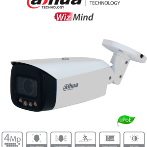 DAHUA IPC-HFW5449T1-ZE-LED - Camara IP Bullet de 4 Megapixeles/ Full Color con Lente Motorizado de 2.7 a 12mm/ IP67/ E&S de Alarma/ Ranura para Micro SD/ Micrófono y altavoz integrados/ ePoE