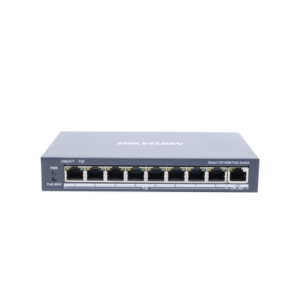 Switch Monitoreable PoE+ / 8 puertos 10/100 Mbps PoE+ / 1 puerto 10/100/1000 Mbps de Uplink / PoE hasta 250 metros / conexión remota desde Hik-ParnerPro / 110 W