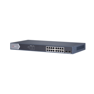 Switch Gigabit PoE+ / Administrable / 16 puertos 10/100/1000 Mbps PoE+ / 2 puertos SFP / configuración remota desde Hik-ParnerPro / PoE hasta 250 metros / 225 W