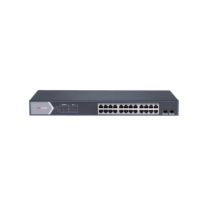 Switch Gigabit PoE+ / Administrable / 24 puertos 10/100/1000 Mbps PoE+ / 2 puertos SFP / configuración remota desde Hik-PartnerPro / PoE hasta 250 metros / 370 W