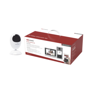 Kit de Videoportero IP PoE Estandar con llamada a App de Smartphone (Hik-Connect) / Apertura con tarjeta MIFARE / Frente de calle IK08 & IP65 / Soporta 2 puertas + 1 Cámara WiFi / DS-2CV2U21FD-IW