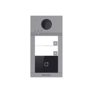 Videoportero IP (IP65 + IK08) con Llamada y apertura desde APP Hik-Connect / Soporta 2 Departamentos / PoE Estandar / Interfaz WEB para configuración / 2 puertas