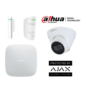 AJAX+DAHUA Integra KIT - Paquete de Alarma Inalámbrica AJAX HUB2 Plus conexión Ethernet, WiFi, LTE , Sensor PIR y Sensor Magnético Con Cámara Dahua IP Domo de 2 MP Lente de 2.8mm IR de 30 Mts IP67 DWDR. Integración de cámaras Dahua mediante APP AJAX