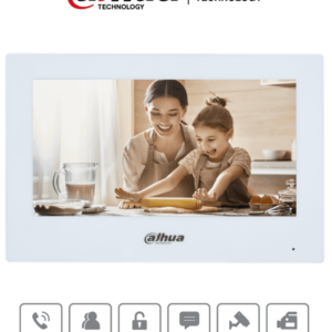 DAHUA VTH2621GW-P - Monitor IP Touch de 7 Pulgadas/ Serie Lite/ Blanco/ Poe Estandar/ 6&1 E&S de Alarmas/ Uso Interior/ Modo No Molestar/ H.265/ Soporta Hasta 4 Frentes de Calle y 4 Monitores Adicionales/