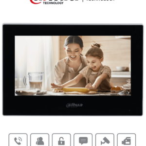 DAHUA VTH2621G-P - Monitor IP Touch de 7 Pulgadas/ Serie Lite/ Negro/ Poe Estándar/ 6&1 E&S de Alarmas/ Uso Interior/ Modo No Molestar/ H.265/ Soporta Hasta 4 Frentes de Calle y 4 Monitores Adicionales/