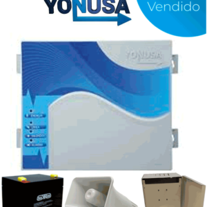 YONUSA EYNG12001BAT - Energizador de nueva generación de12,000 V con hasta 2,500 metros lineales, compatible con modulo Wifi, incluye Sirena de 30W con gabinete metálico y batería de respaldo de 12VDC a 4.5 Ah