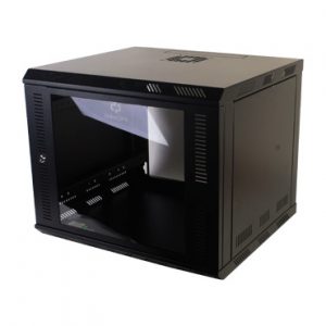 Gabinete para montaje en pared cuerpo fijo con rack 19 pulgadas de 9 unidades