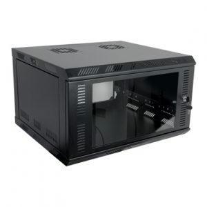 Gabinete para montaje en pared cuerpo fijo con rack 19 pulgadas de 6 unidades