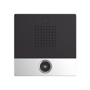 Mini Intercomunicador para hotelería y hospitales, con diseño elegante, PoE, 1 botón, 1 relevador integrado de salida y entrada.