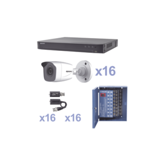 Epcom KIT TurboHD 1080p / DVR 16 Canales / 16 Cámaras Bala (exterior 2.8 mm) / Transceptores / Conectores / Fuente de Poder Profesional
