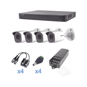 Camaras Epcom KIT TurboHD 1080p / DVR 4 Canales / 4 Cámaras Bala Metálicas (exterior 2.8 mm) / Transceptores / Conectores / Fuente de Poder Profesional