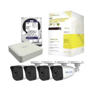 HiLook Kit IP 4 Megapixel / NVR de 4 Canales / 4 Cámaras IP / Bobina de Cable de 100 mts / Disco Duro 1 TB