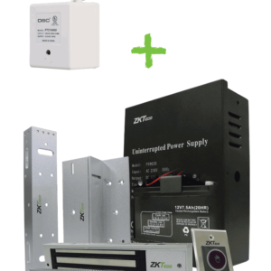 ZKTECO ACAKIT - Kit de accesorios de control de acceso / 1 Boton de salida / 1 Cerradura electromagnética / 1 Fuente de alimentación ininterrumpida / 1 Bateria de respaldo / 1 soporte
