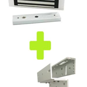 ZKTECO LM120PAK - Paquete de contrachapa magnética de 120 kg, voltaje de 12VDC incluye soporte ZL para su instalación, compatible para puertas de madera y metal