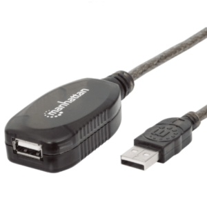 MANHATTAN 151573 - Cable de Extensión Activa USB de Alta Velocidad/ 10 Metros/ de USB A Macho - USB A Hembra/ Soporta Velocidades de Hasta 480 Mbps/ Cascadeable hasta 3 Dispositivos para 30 Metros/