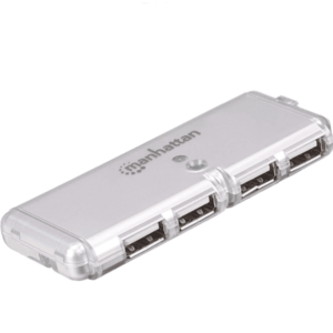 MANHATTAN 160599 - Puerto USB de 4 Puertos de Alta Velocidad/ Provee Energía/ Cable USB Integrado/ Protección Contra Sobrecarga de Corriente (hot-swappable)/ LED Indicador de Alimentación/