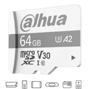 DAHUA TF-P100/64 GB - Dahua Memoria Micro SD de 64 GB UHS-I/ C10/U3/V30/A2/ Velocidad de Lectura 100 MB/s/ Velocidad de Escritura de 38 MB/s/ Especializada para Videovigilancia/