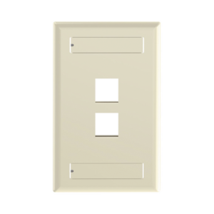 Placa de Pared Vertical, Salida Para 2 Puertos Keystone, Con Espacios Para Etiquetas, Color Marfil