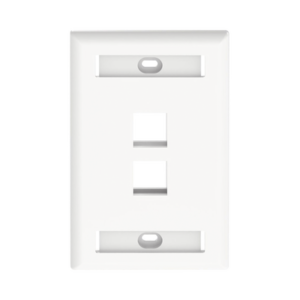 Placa de Pared Vertical, Salida Para 2 Puertos Keystone, Con Espacios Para Etiquetas, Color Blanco