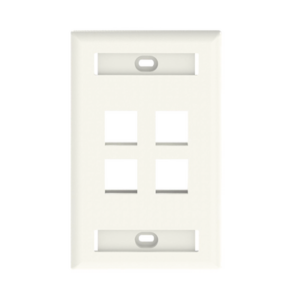 Placa de Pared Vertical, Salida Para 4 Puertos Keystone, Con Espacios Para Etiquetas, Color Banco Mate