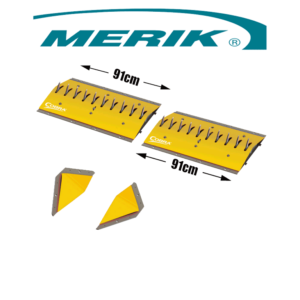 MERIK 12300PY6P - Paquete de picos poncha llantas LIFTMASTER / Montaje superficial / 2 Tramos de 91cm cada uno / Color amarillo / Incluye par de biseles laterales