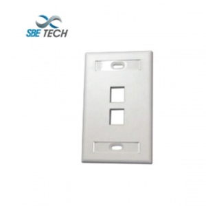 SBETECH SBE-2517-2P-WT - Placa de pared de 2 puerto color blanco para conectores Jack rj 45 keystone