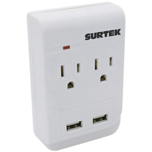 Multicontacto de ABS con 2 entradas de corriente y 2 de USB.