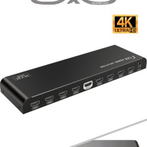 SAXXON LKV318HDR-V2.0 - Divisor de Video HDMI de 1 Entrada y 8 Salidas/ Soporta Resolución Ultra HD 4K&2K @30 Hz/ Distancia de 10 Metros en Entrada y Salida/ Switch EDID/