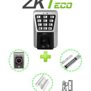ZKTECO MA500PAK - Control de Acceso Profesional de Huella / Tarjeta y Password para Exterior con IP65 / Incluye Contrachapa Magnética LM2805 de 200Kg / Soporte de Fijación ZL / Botón de Salida No Touch