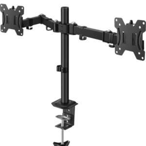 STEREN STV215 - Soporte de Escritorio para 2 Monitores de Hasta 32 Pulgadas /Estándar VESA: 75x75/ 100x100/ Ajuste Inclinación y Giro/ Soporta Hasta 8Kg / Articulaciones en Cada Brazo / Compatible con Monitores Curvos/
