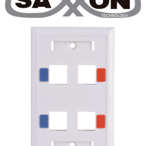 SAXXON A1754E - Placa de pared / Vertical / 4 Puertos tipo keystone / Color blanco / Con etiquetas