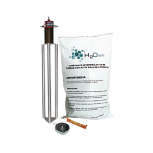 Kit Antivandalico de puesta a tierra de 45 A con Electrodo, Acoplador en Filtro y Compuesto H2Ohm.