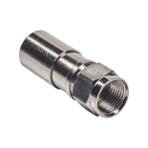 Conector F Macho de Compresión, Metálico para cable RG-6, Cuerpo de Bronce Niquelado.