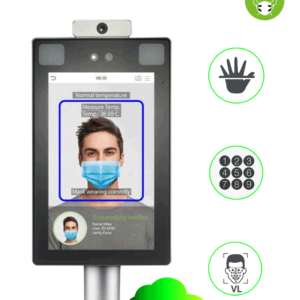 ZKTECO PROFACEXTDCH - Terminal de Control de Acceso y Asistencia de Reconocimiento Facial y Palma / Detección de Temperatura y Cubrebocas / Antipandemico / Anti-Suplantación / Incluye Soporte para Torniquete / Licencia Bio Access MTD Gratis