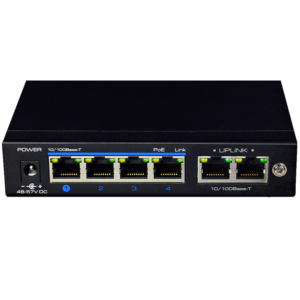 UTEPO UTP3SW04TP60 - Switch PoE de 6 Puertos Fast Ethernet/ 4 Puertos PoE/ 60 Watts Totales/ 2 Puertos Uplink/ 802.3 AF&AT/ No administrable/ Modo CCTV/