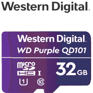WESTERN WDD032G1P0C- Memoria de 32GB Micro SDHC/ Linea Purple/ Clase 10 U1/ Lectura 50MB/ Escritura 40MB/ Especializada para Videovigilancia