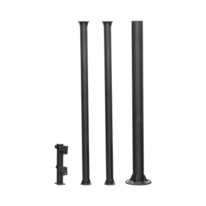 Poste Seccionado de 6 Metros / Tubos Mas Gruesos / Especializado para la Instalación de Videovigilancia / Incluye Base de Cimentación y Brazo para Cámara PTZ / Color Negro