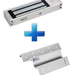 YLI YM500NPACK - Paquete de Cerradura Magnética para interior YM500N y Soporte de Fijación tipo ZL / Fuerza de Sujeción 500kg (1200LB) / Para puertas de madera, vidrio y metálicas