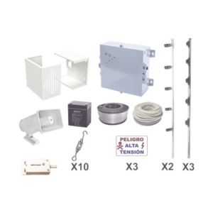 KIT ESENCIAL PARA 25Mts PERIMETRALES DE CERCO ELÉCTRICO PARA PROTECCIÓN DE ROBOS EN CASAS, NEGOCIOS, BODEGAS,ETC.