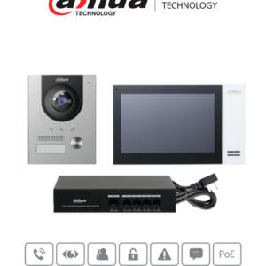 DAHUA KTP01L(S) - Kit de Videoportero IP con Frente de Calle Metalico, Monitor y Switch PoE/ Monitor de 7 Pulgadas Touch/ Ranura SD/ Frente de Calle con Camara de 2 Megapixeles/ Apertura de Puerta/ E&S De Alarmas/ Switch de 5 Puertos y 36 Watts/ #LoNuevo