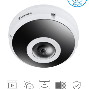 VIVOTEK FE9380HV - Camara IP Fisheye Exterior 5 Megapixeles / H.265/ Vision panorámica 360º/ Smart IR 10mts/ WDR Pro/ Micrófono integrado/ Protección IP66, IK10 / Ciberseguridad Trend Micro/Smart Stream III/ Visión SNV/ NDAA/ONVIF